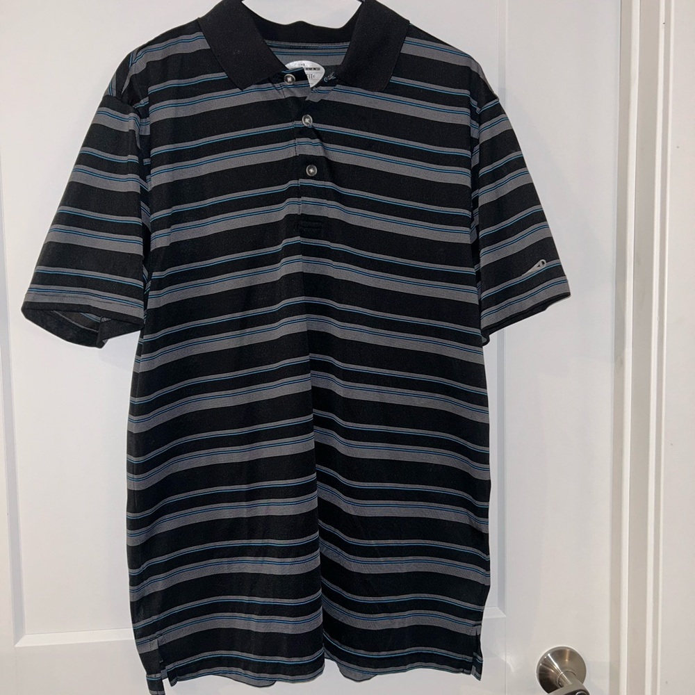 Grand Slam Black and Blue Polo Shirt with Stripes